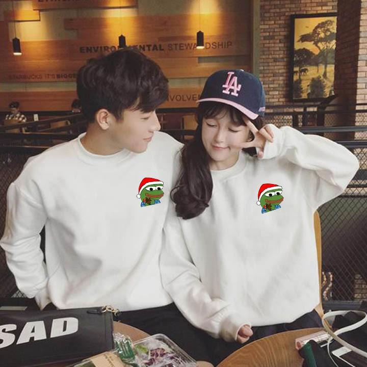 Áo tay dài sweater unisex nam nữ Ếch PEPE xmas