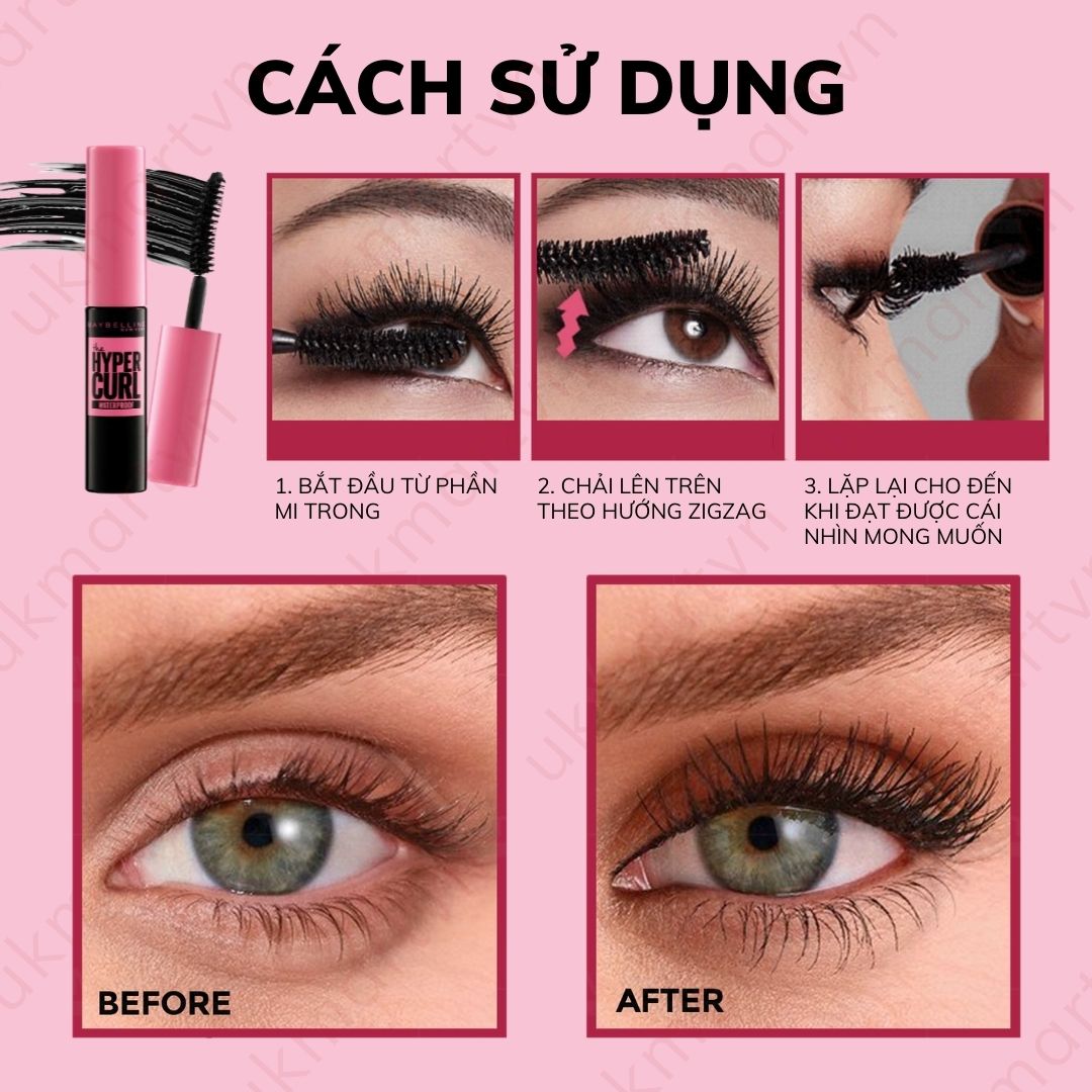 Mascara Dài và Cong Mi Maybelline New York Hyper Curl Waterproof Màu Đen