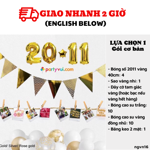 Bộ bong bóng trang trí ngày Nhà giáo Việt Nam 20-11 màu vàng ngvn16