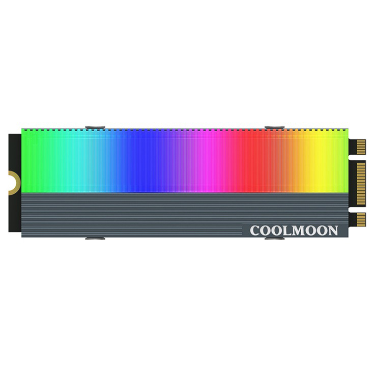Tản nhiệt SSD M2 2280 Coolmoon Led RGB đồng bộ Hub Coolmoon, đồng bộ Mainboard - Hàng nhập khẩu