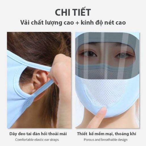 Khẩu trang mặt nạ ninja có kính chống nắng vải thun lạnh thoáng mát hè 2021