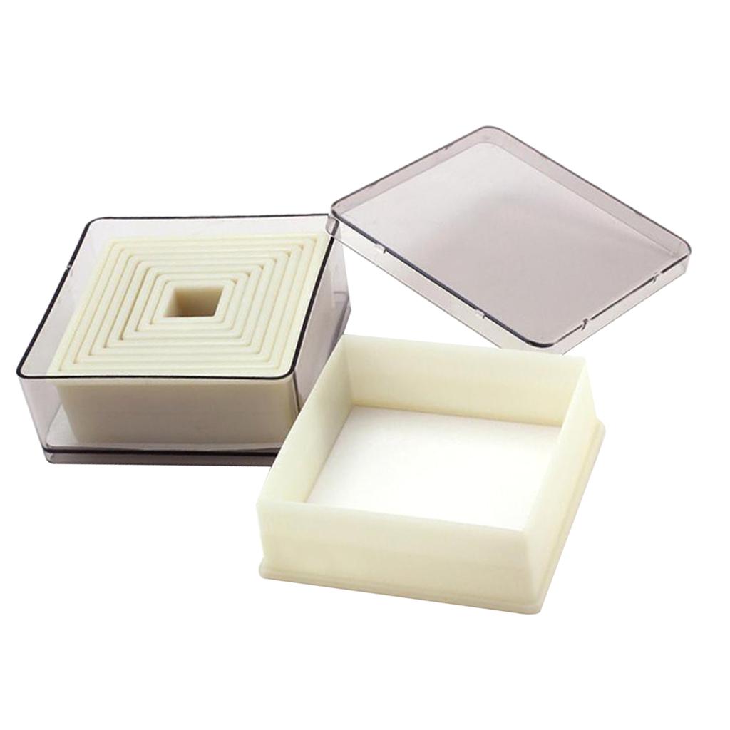 2X Square Cookie Cutter Nylon Fondant Cutter Set Biscuit Cutter Set with Case 1