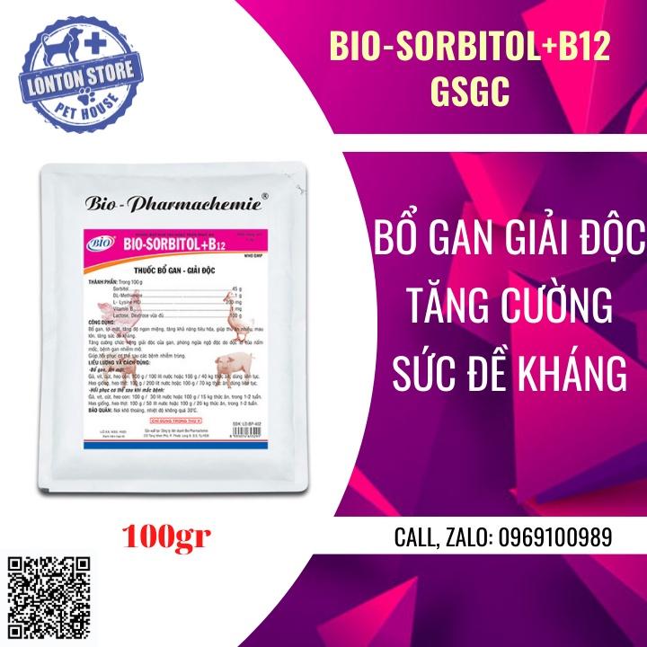 Bio Sorbitol B12, giải độc gan, lợi mật, tăng cường sức đề kháng dùng cho vật nuôi, gia súc gia cầm, gói 100gr