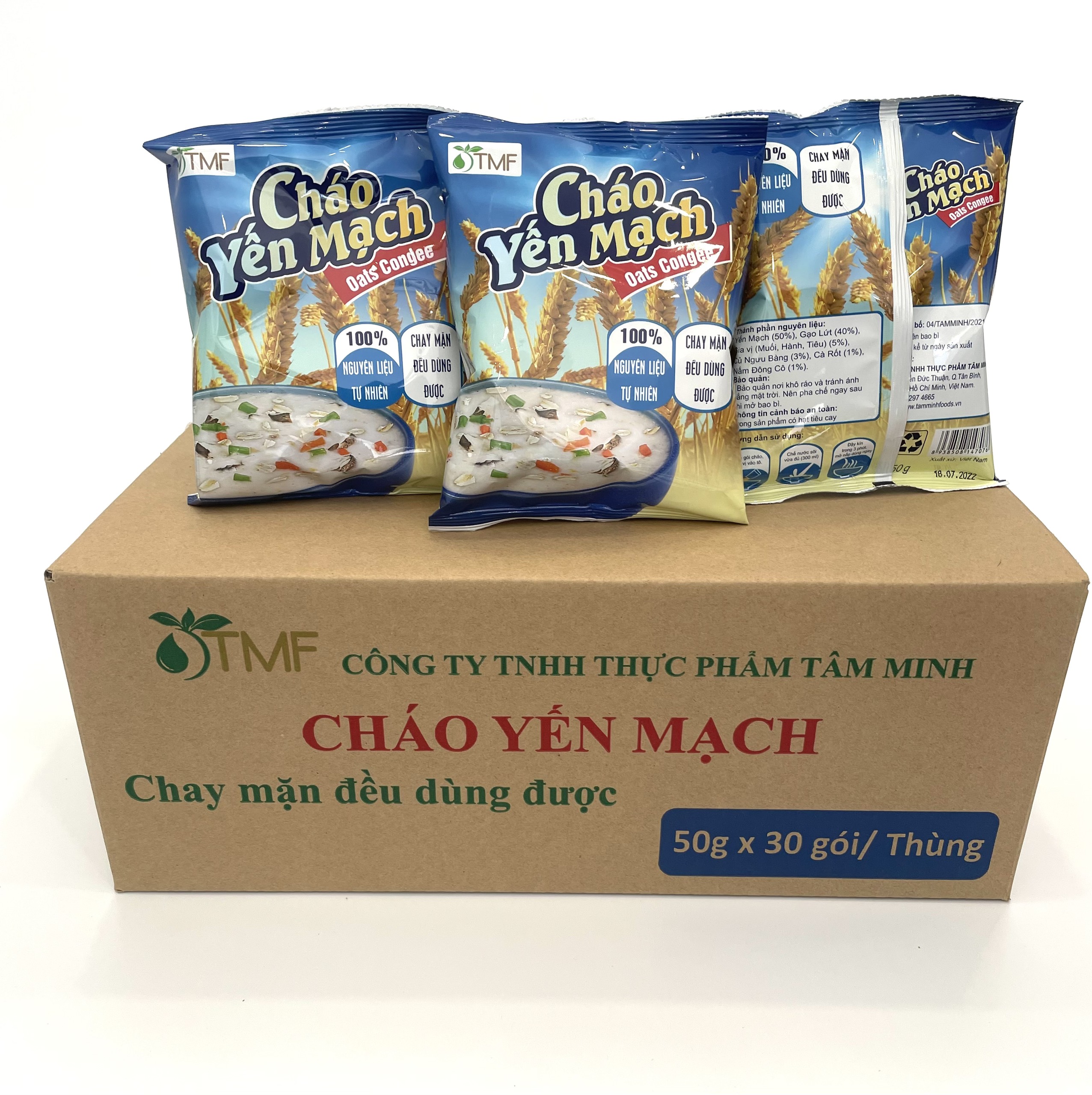 Thùng cháo yến mạch gạo lứt ăn liền - TÂM MINH FOODS (50g x 30 gói)