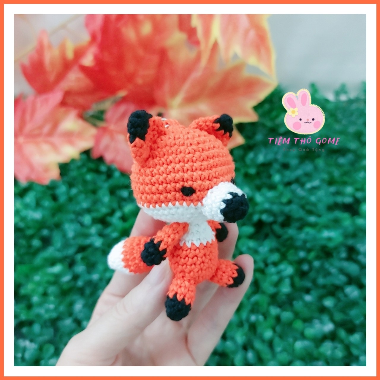 Thú bông bằng len handmade - Móc khoá cáo cam