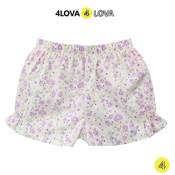 Quần short đùi bé gái 4lOVA mặc nhà đi chơi dáng lửng hoạ tiết hoa nhí xinh xắn thô cotton thoáng mát