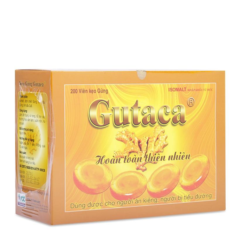 Kẹo gừng Gutaca Original giúp ấm bụng và họng, giảm khó chịu do cảm lạnh, buồn nôn (Hộp 10 gói x 2 viên)