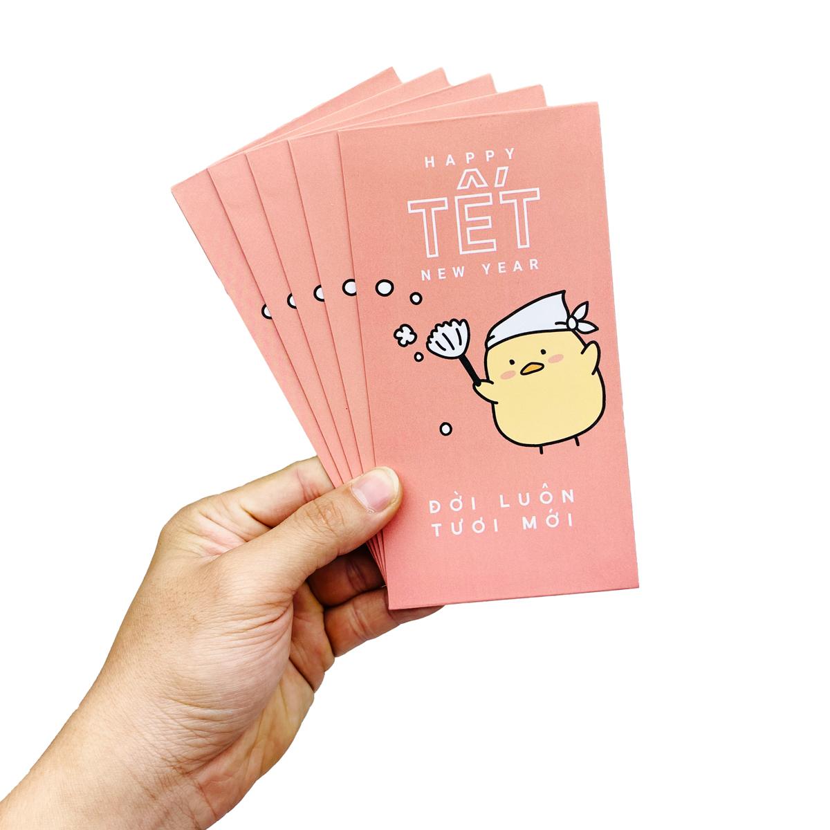 Bộ 5 Bao Lì Xì Tết Bính Ngọ 2026 - Futurebook L388 - Đời Luôn Tươi Mới - Màu Cam