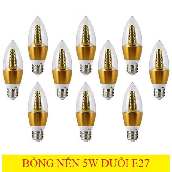 Combo 5 combo 10 đèn nến đui E27 LED ánh sáng vàng nắng hiện đại