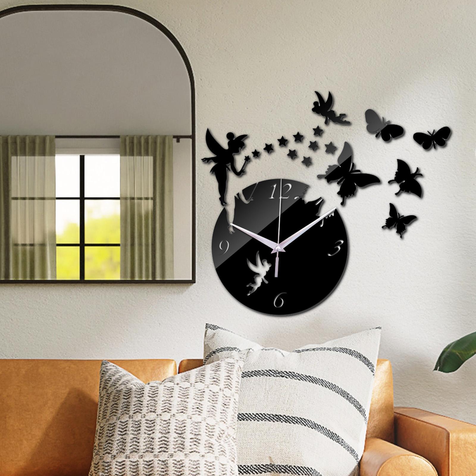 Wall Clock Stickers DIY Acrylic 3D Butterfly Wall Clock Mirror Mute Large Wall Clock Modern Design for Home Decoration