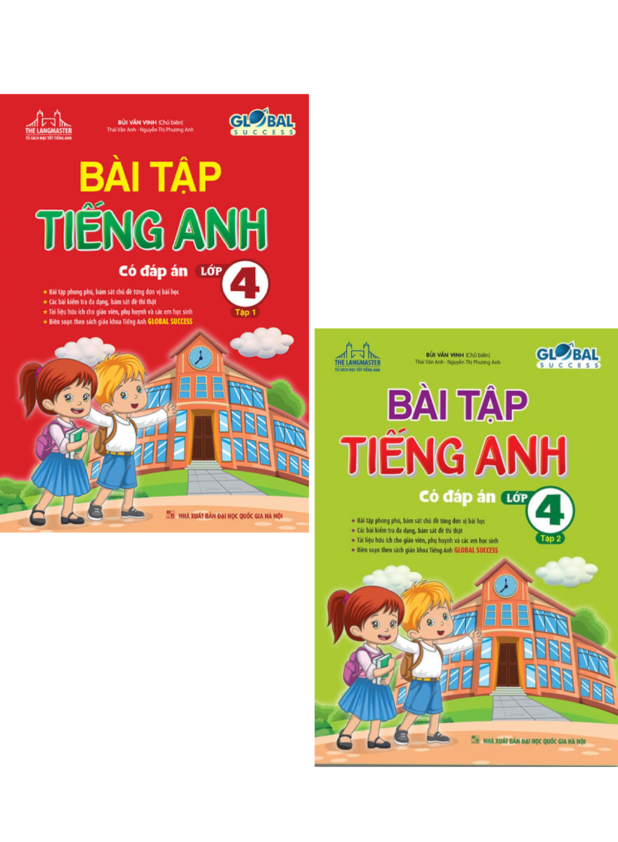 Combo The Langmaster - Bài Tập Tiếng Anh Lớp 4 Tập 1 + Tập 2 - Global Success _MT