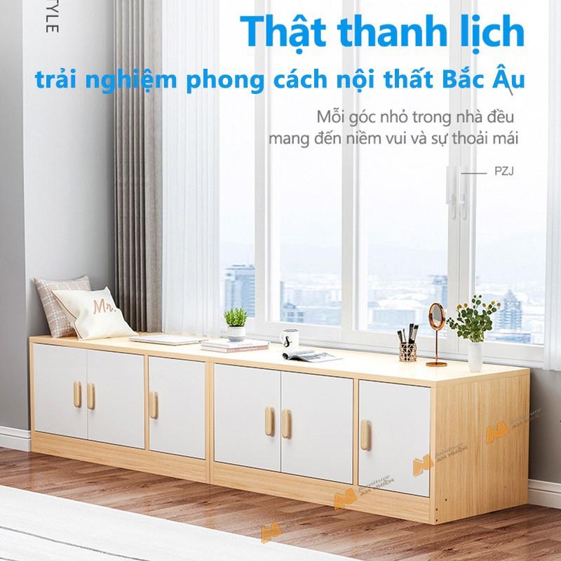 Made in VN Tủ gỗ thấp tủ kê cửa sổ, ban công nhiều ngăn có cánh cửa gỗ mdf 17mm công ty Mộc Phát AN028