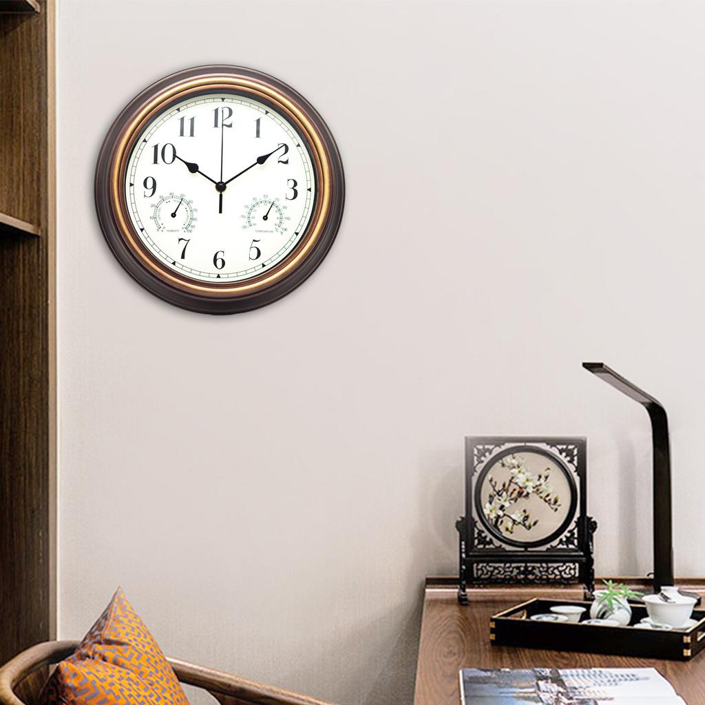 Wall Clock with Temperature and Humidity Home Bedroom Decor