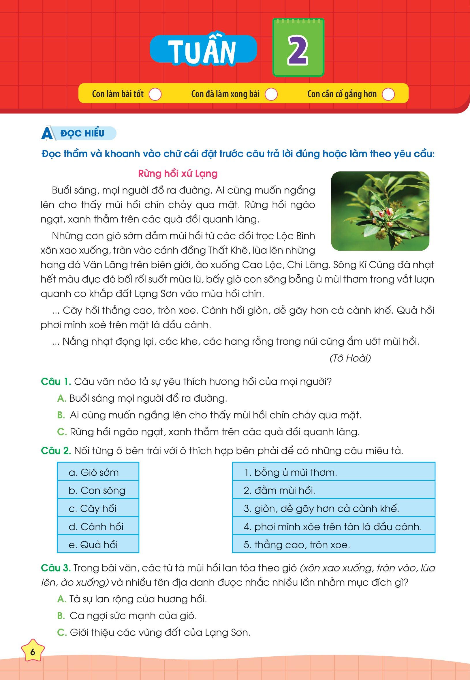 Phiếu Bài Tập Cuối Tuần Tiếng Việt 3