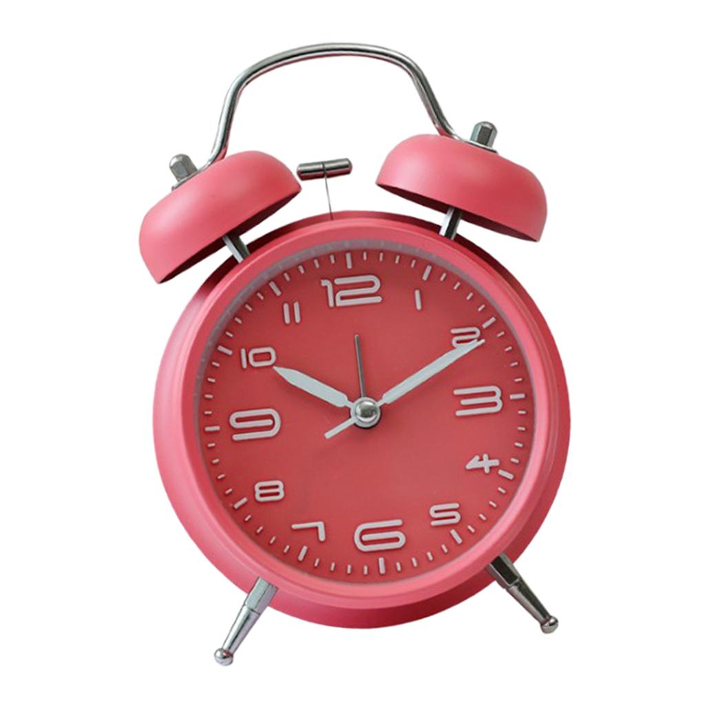 Classic Style Loud Double Bell Mechanical Alarm Clock for Kids Bedroom-Pink