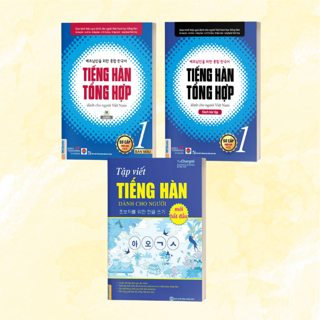 Sách - Combo Tiếng Hàn Tổng Hợp Sơ Cấp 1 (Giáo Trình In Trắng Đen + Sách Bài tập) Và Vở Tập Viết Tiếng Hàn (MC)