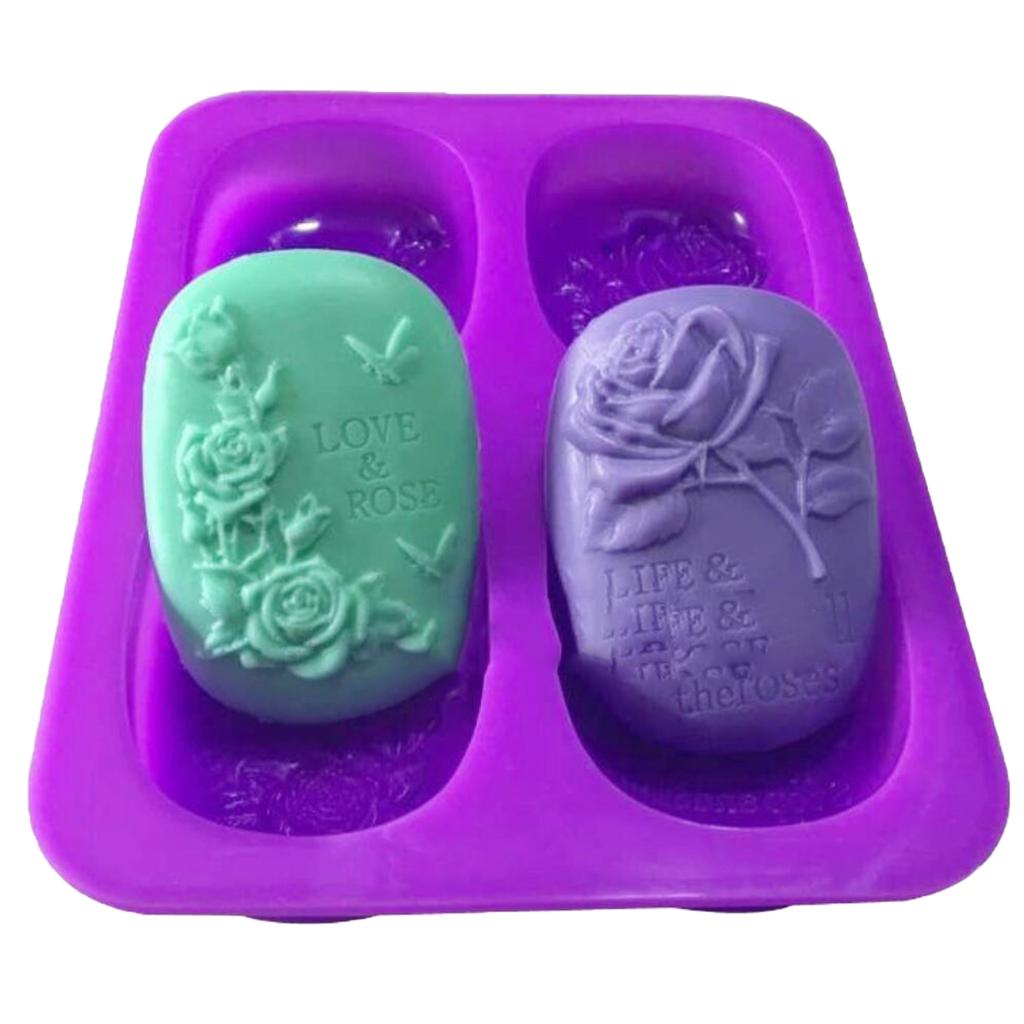 4 Cavities Silicone Soap Molds DIY Cake Chocolate Pudding Baking Soap Moulds