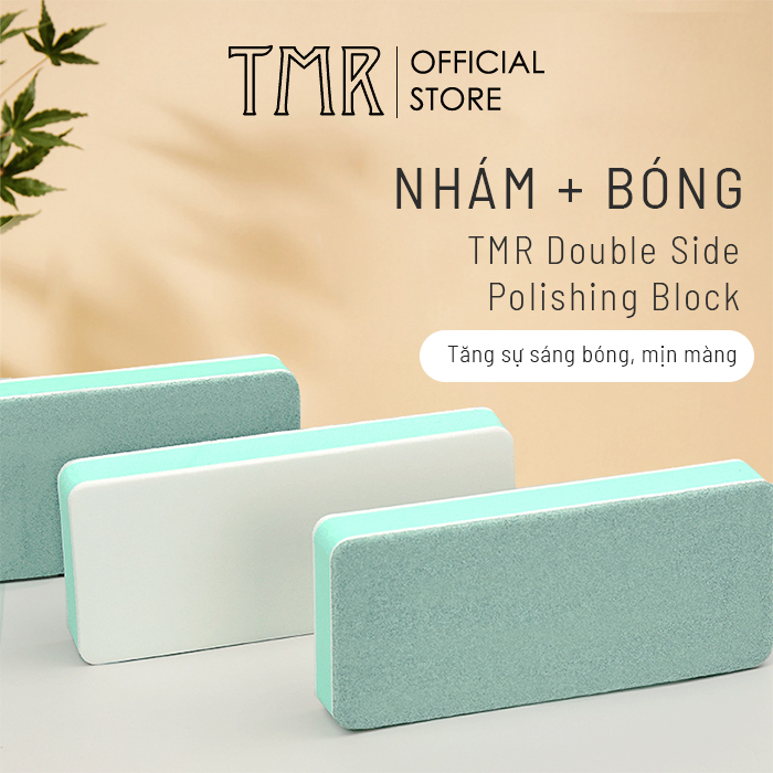 Phao dũa móng mịn TMR đánh bóng móng, một mặt nhám một mặt mịn màu xanh