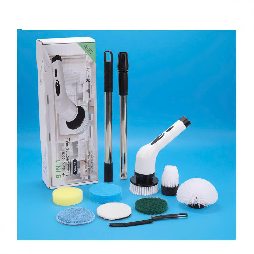 Chổi Điện MX 9in1 Rửa Xe Ô Tô – Cọ Nhà Vệ Sinh, Lau Kính, Bàn Bếp Siêu Sạch