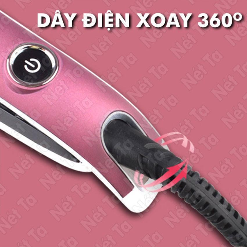 Máy duỗi tóc 4 mức điều chỉnh nhiệt độ Kemei 2203 có thể uốn cụp, uốn sóng dễ (Tím)