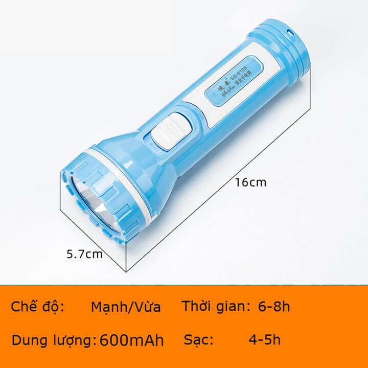 Đèn pin cầm tay siêu sáng 2 chế độ, pin trâu, đèn pin Led cầm tay chiếu xa cho gia đình - SS6108