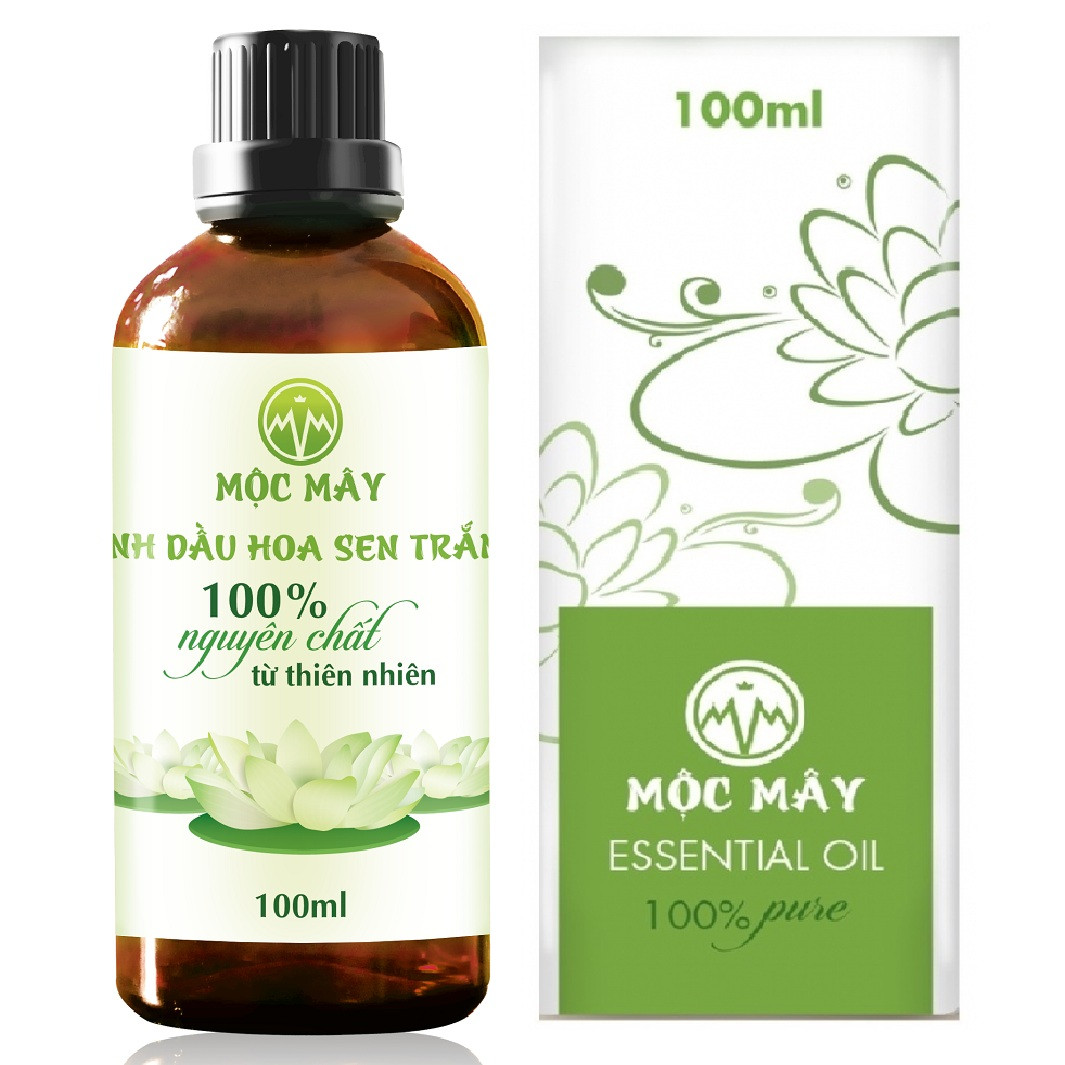 Tinh dầu hoa Sen Trắng 100ml Mộc Mây - tinh dầu thiên nhiên nguyên chất 100% - chất lượng và mùi hương vượt trội - Có kiểm định