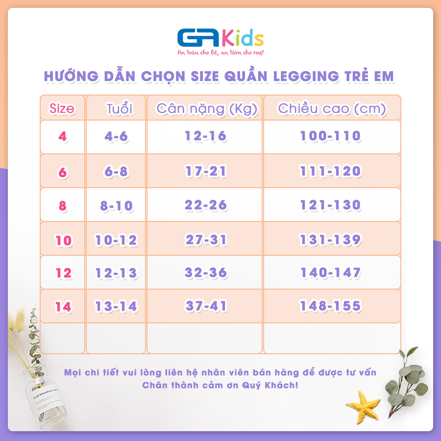 Set Combo 2 Quần Legging Ngắn Borip GATEX Cotton Cao Cấp Bé Gái GAKIDS từ 4 đến 14 tuổi