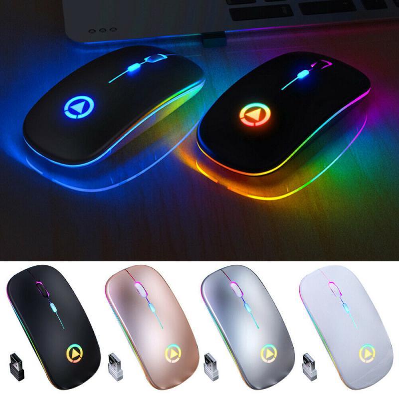 Chuột Không Dây USB Sạc RGB Cho Máy Tính Laptop Máy Tính Im Lặng LED Backlit Công Thái Học Chơi Game Bluetooth Quang