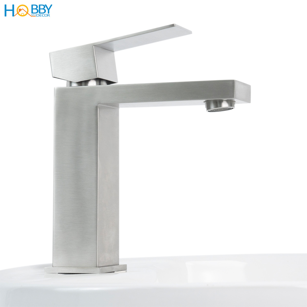 Vòi chậu lavabo rửa mặt nóng lạnh inox 304 mờ Hobby home decor VRM6