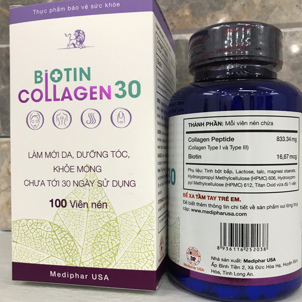 Thực phẩm chức năng Biotin Collagen 30 ( Lọ 100 viên nén)