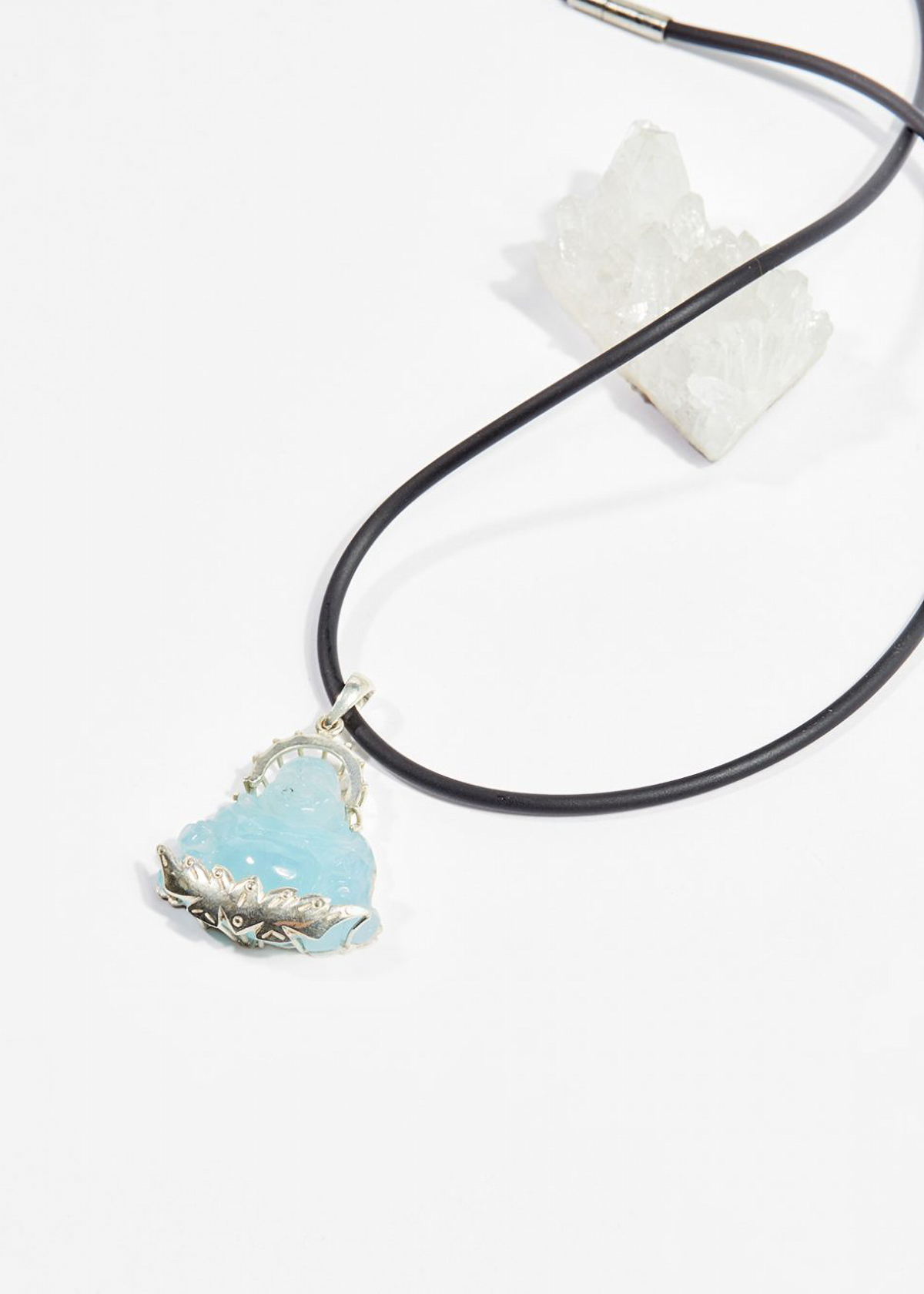 Dây chuyền phong thủy đá aquamarine phật di lặc 3cm mệnh thủy , mộc - Ngọc Quý Gemstones