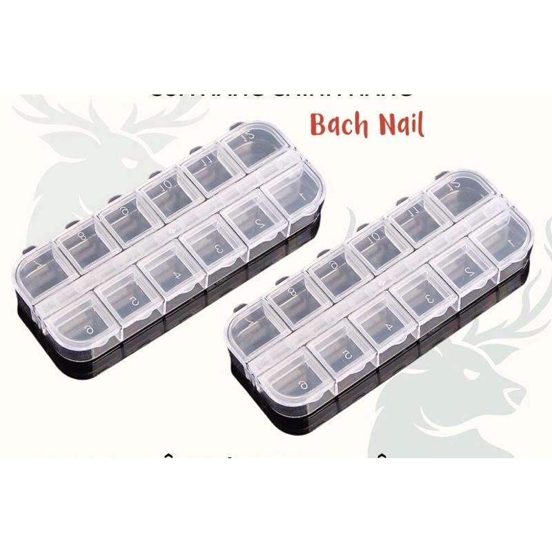 Khay đựng đá Nail,hộp đựng đá Nails 12 ô có nắp đạy