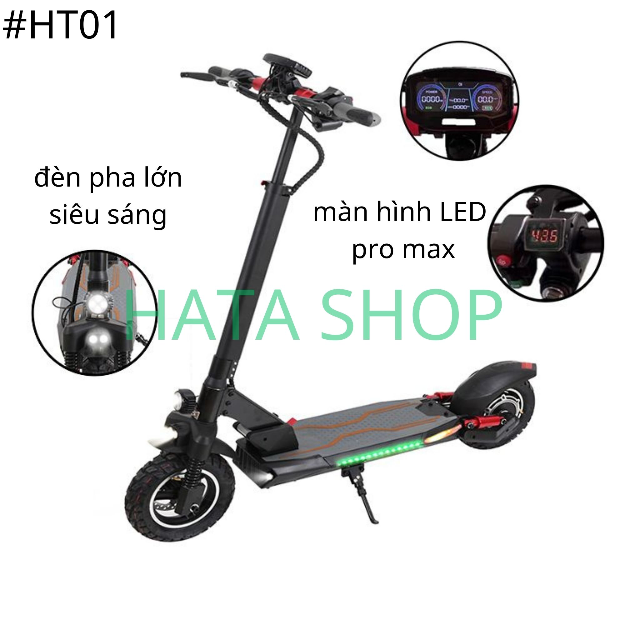 Xe Điện Thông Minh #HT01 bản PRO Electric Scooter Gấp Gọn Tốc Độ 35km/h khoảng Cách 35km Pin Sạc 48V10A Cao Cấp