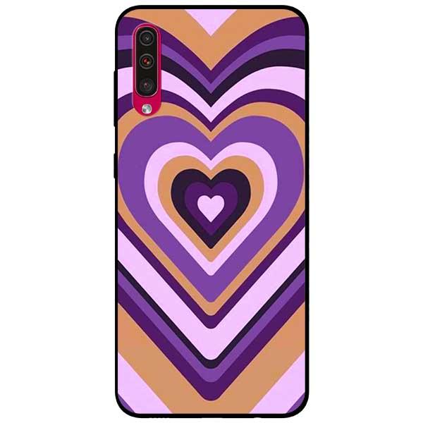 Ốp lưng dành cho Samsung Galaxy A90 - Tim Cầu Vồng Tím Nâu