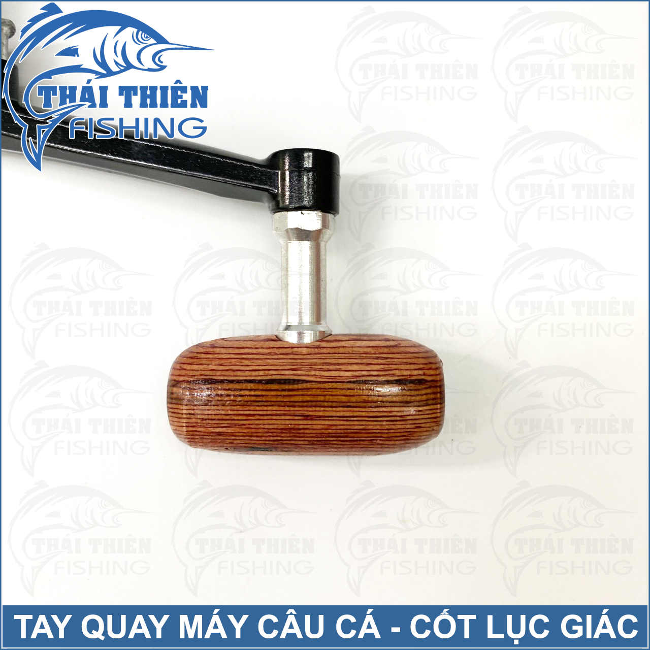 Tay Quay Máy Câu Cá Nhựa Núm Gỗ Gập Gọn Cốt Lục Giác Nhỏ