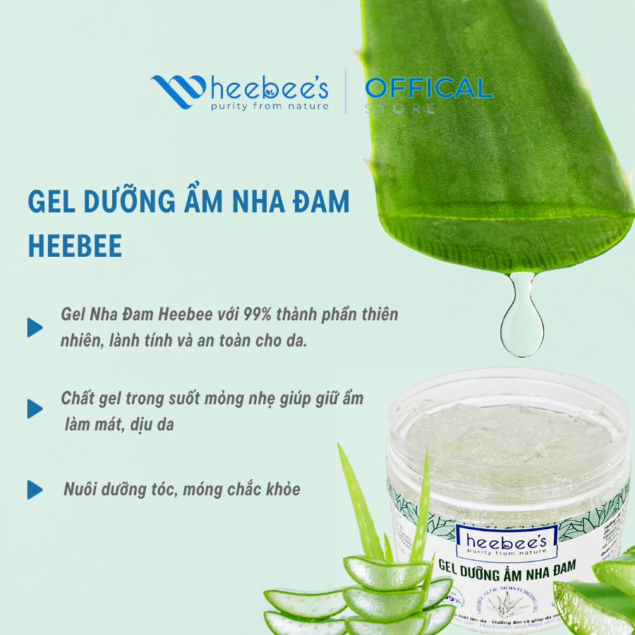 Gel Dưỡng Ẩm Nha Đam Heebee 300gr - Làm dịu, dưỡng ẩm, mềm mịn da