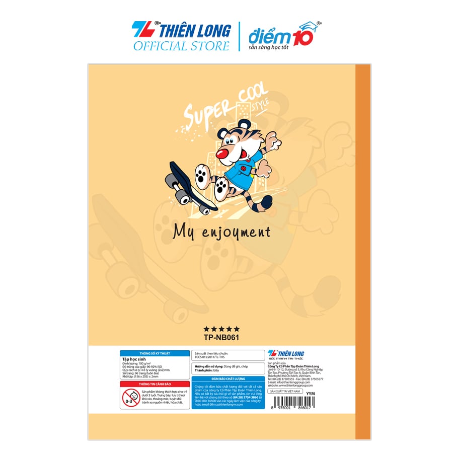 Bộ 5 Tập học sinh 96 trang 4 ô ly vuông 100 gsm Điểm 10 TP-NB061