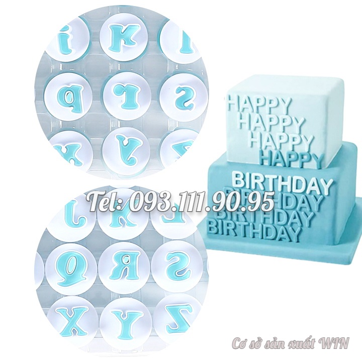 Khuôn Cookie, cutter, fondant, khuôn nhận lò xo 26 chữ cái in hoa, chữ thường, 10 số – Mã số 1909