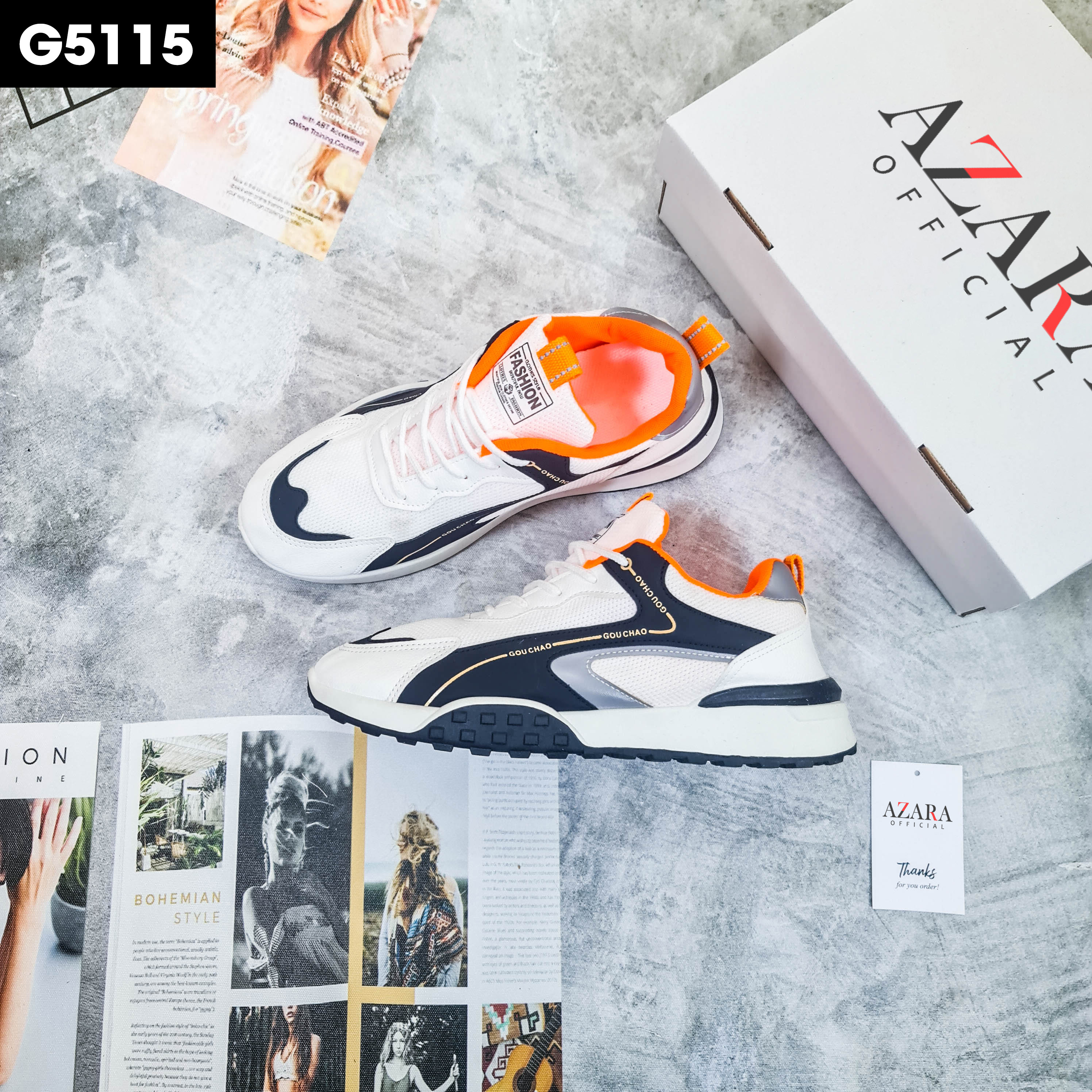 Giày Thể Thao Nam AZARA - Giày Sneaker Màu Đen Viền Trắng - Trắng Viền Đen - Phong Cách Cool Ngầu Kiểu Dáng Trẻ Trung - G5110