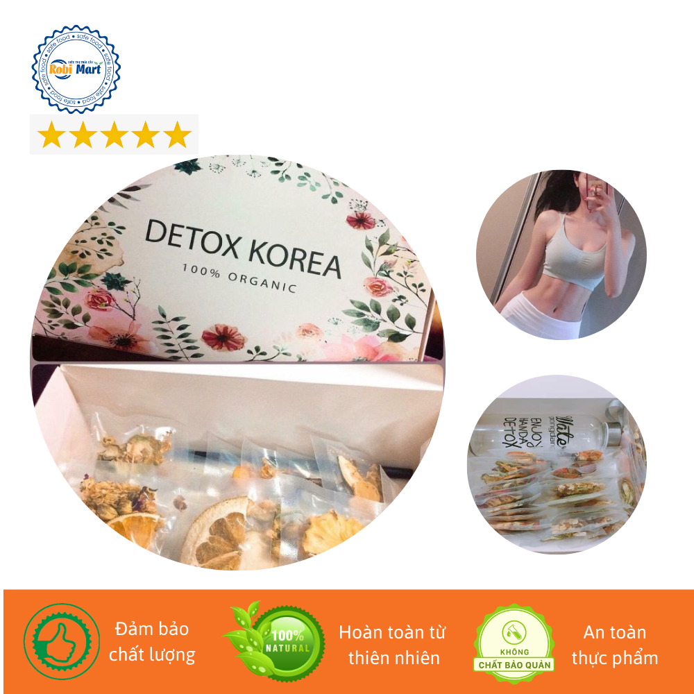 Hộp 45 gói vip 5 vị detox hoa quả sấy khô giảm cân, đẹp da- kèm bình thủy tinh 500ml