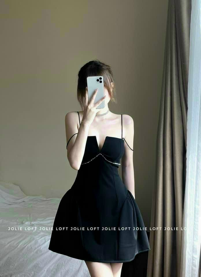 ĐẦM CÚP NGỰC 2 DÂY CÓ MÚT ĐÍNH DÂY ĐÁ