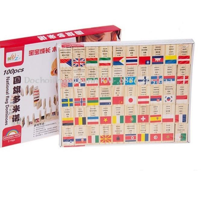 Bộ Domino 100 Cờ Bằng Gỗ 4 Thứ Tiếng - Loại Tốt