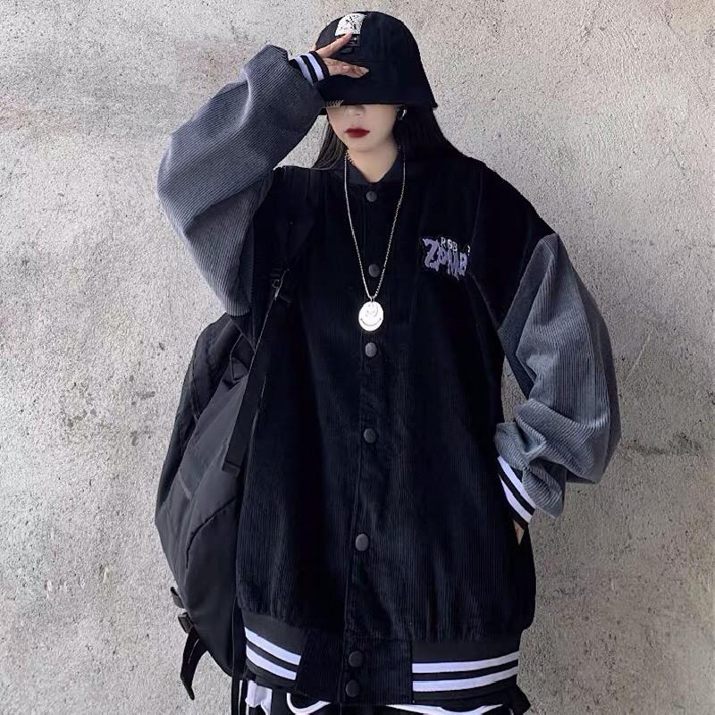 Áo Khoác Bomber Kaki Nhung Tăm ZOMBIF Nam Nữ Unisex Form Rộng Ulzzang KUN