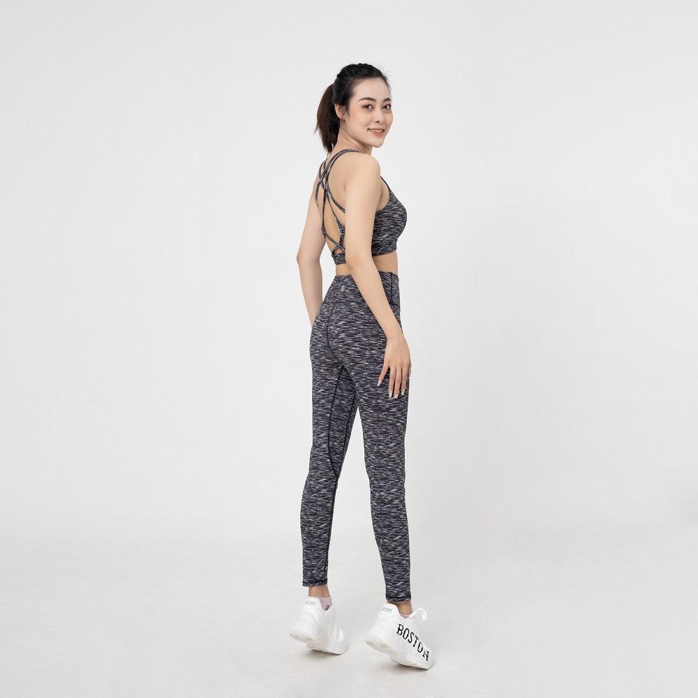 Bộ quần áo tập yoga gym aerobic nữ bra 3 lớp chắc chắn phối legging cạp cao - S210513