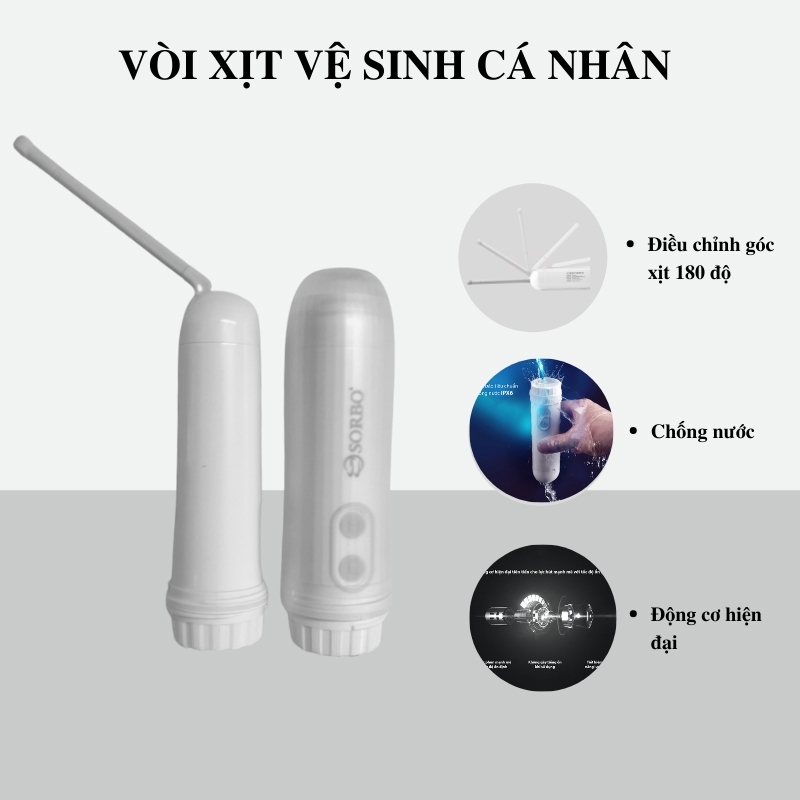 Vòi Xịt Vệ Sinh Cá Nhân Du Lịch Cầm Tay Mini Nhỏ Gọn Dã Ngoại Du Học SORBO