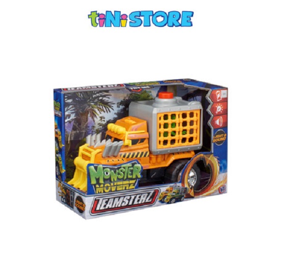 Đồ chơi xe tải Monster Moverz vận chuyển khủng long có âm thanh và đèn Teamsterz