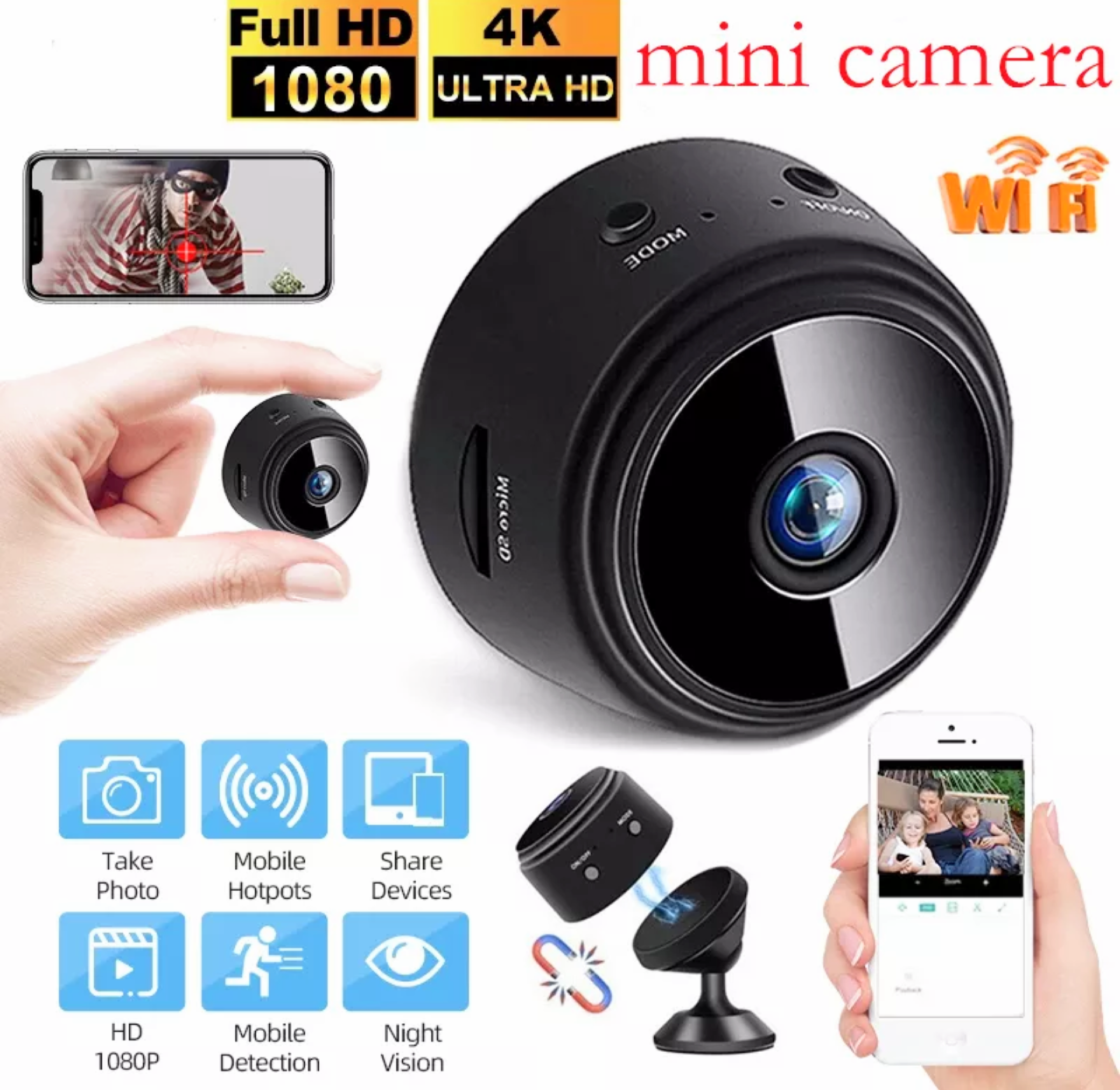KAMERA QUAN SÁT WIFI MINI GHI HÌNH ẢNH SẮC NÉT NHỎ GỌN TIỆN DỤNG MẪU MỚI HÀNG LOẠI TỐT