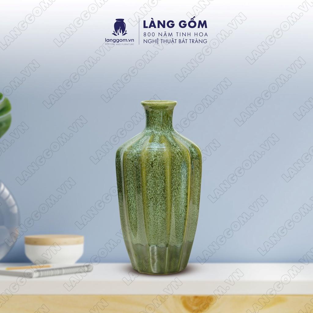 Bình hoa, lọ hoa Gốm sứ Bát Tràng cao cấp chai múi dùng làm quà tặng, trang trí - Làng Gốm Bát Tràng