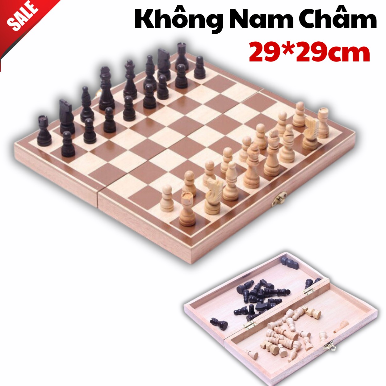 [CHỌN SIZE BÀN CỜ] Bộ Cờ Vua Nam Châm 29cm 34cm và 39cm D Danido Bằng Gỗ Thông Cao Cấp, An Toàn Chính Hãng