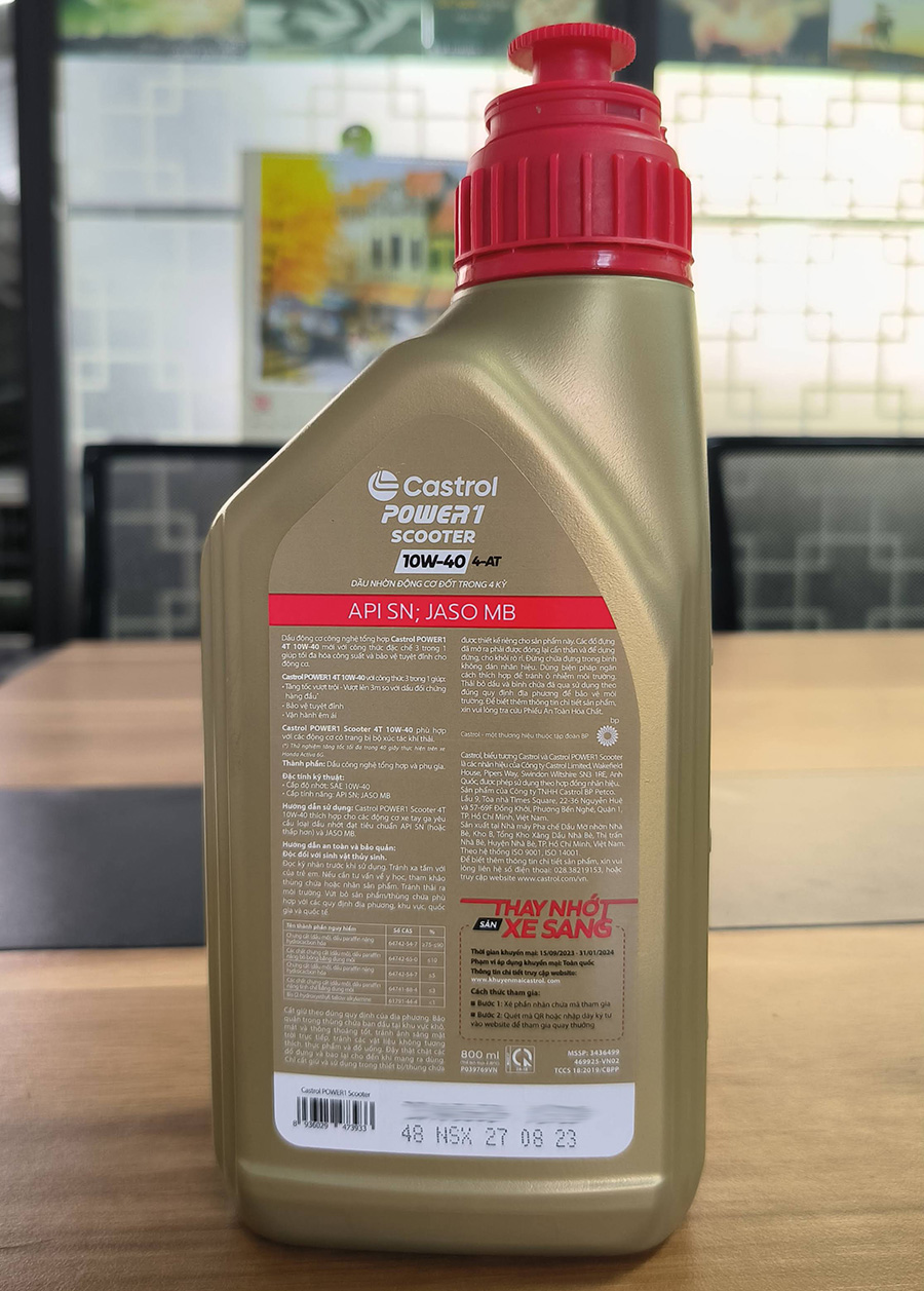 Dầu nhớt xe tay ga Castrol Power 1 Scooter 0,8L (800ML)